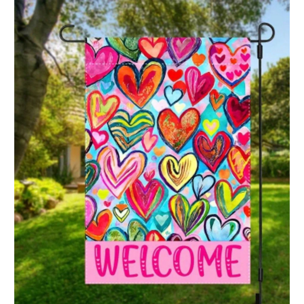 Welcome Hearts Garden Flag